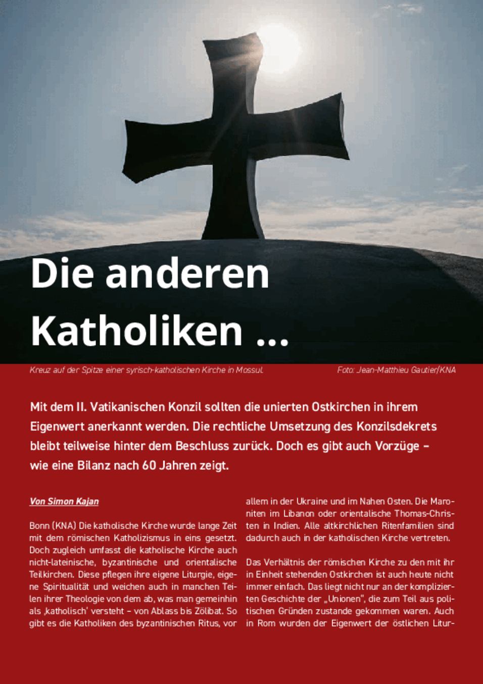 Titelbild des Artikels mit dem Bild eines Kreuzes auf einer syrischen Kirche