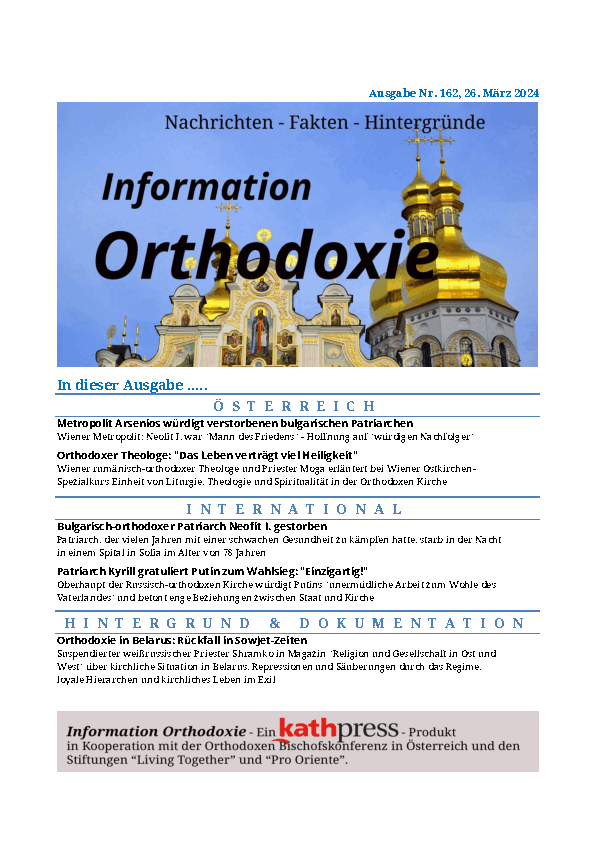 Titelblatt "Information Orthodoxie" vom 26.03.2024